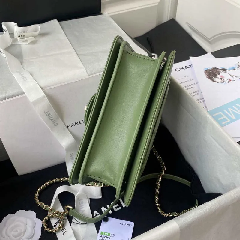 Chanel Small Flap Bag With top Handle Calfskin CC AS2680 Green
