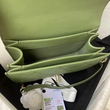 Chanel Small Flap Bag With top Handle Calfskin CC AS2680 Green