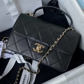 Chanel Small Flap Bag With top Handle Calfskin CC AS2680 Black
