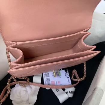 Chanel Small Flap Bag With top Handle Calfskin CC AS2680 Pink