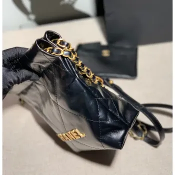 Chanel AS3260 22 Mini Handbag Calfskin Black with Gold A85