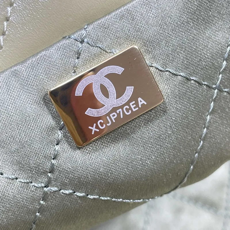 Chanel 22 Large Handbag Shiny Calfskin AS3262 Light Green