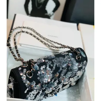 Chanel A01112 Classic Handbag embroidered Lambskin Gold Tone