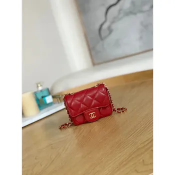 Chanel AP3037 BELT Bag Lambskin Enamel & Gold Tone Metal Red