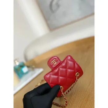 Chanel AP3037 BELT Bag Lambskin Enamel & Gold Tone Metal Red