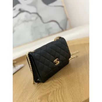 Chanel AP3043 WALLET ON CHAIN Lambskin & Gold Tone Metal Black