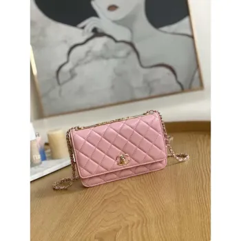 Chanel A88632 WOC 19 Chain Wallet Bag Pink Lambskin Gold