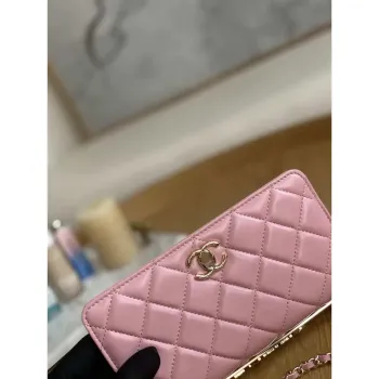 Chanel A88632 WOC 19 Chain Wallet Bag Pink Lambskin Gold