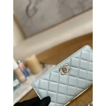 Chanel A88632 WOC 19 Chain Wallet Bag Light Blue Lambskin Gold