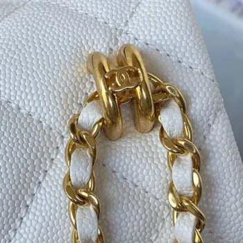 Chanel AS3580 Small Flap Bag Lambskin Lambskin & Gold Tone Metal White