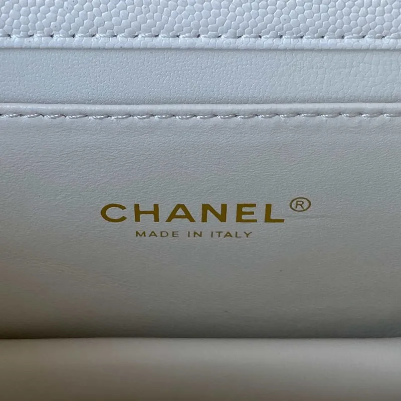 Chanel AS3580 Small Flap Bag Lambskin Lambskin & Gold Tone Metal White