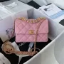 Chanel AS3580 Small Flap Bag Lambskin Lambskin & Gold Tone Metal Pink