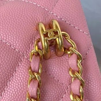 Chanel AS3580 Small Flap Bag Lambskin Lambskin & Gold Tone Metal Pink