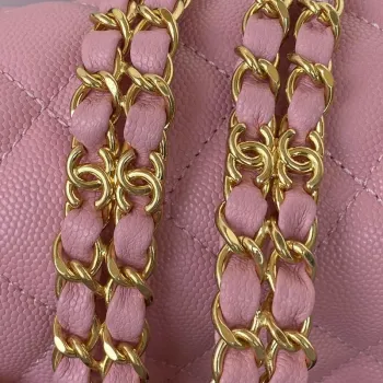 Chanel AS3580 Small Flap Bag Lambskin Lambskin & Gold Tone Metal Pink