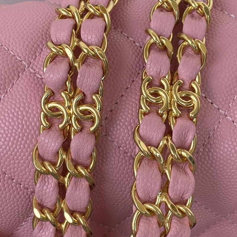 Chanel AS3580 Small Flap Bag Lambskin Lambskin & Gold Tone Metal Pink