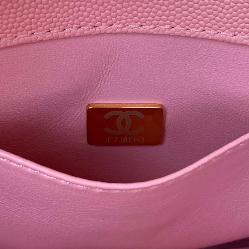 Chanel AS3580 Small Flap Bag Lambskin Lambskin & Gold Tone Metal Pink
