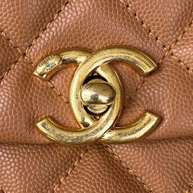 Chanel AS3580 Small Flap Bag Lambskin Lambskin & Gold Tone Metal Brown