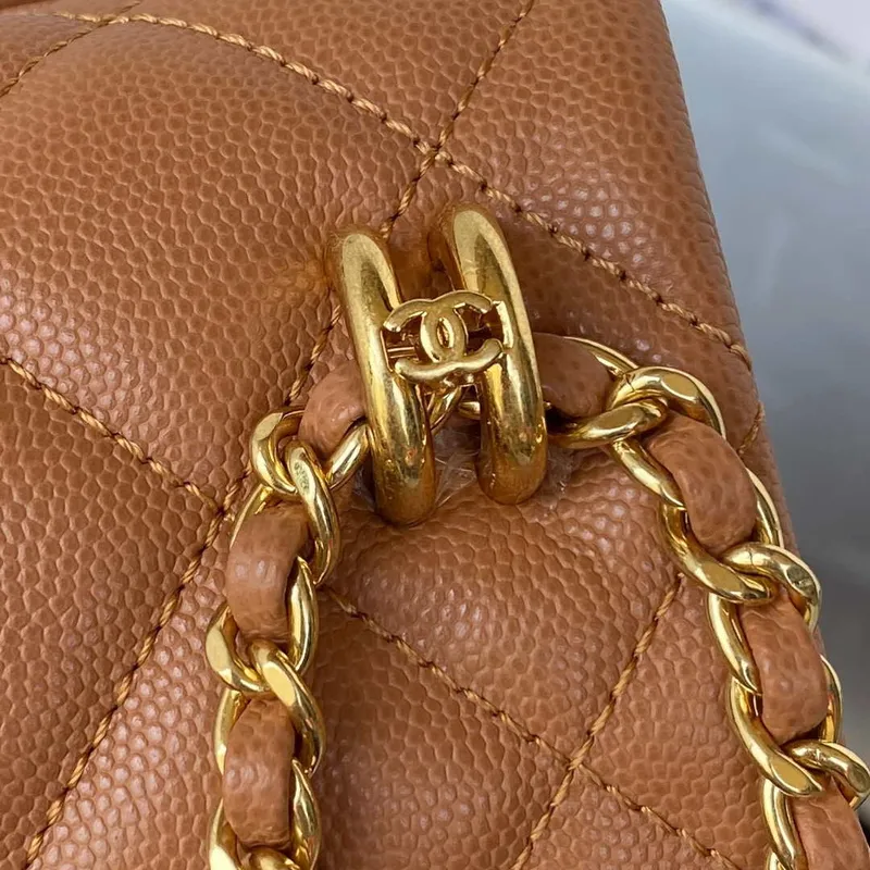 Chanel AS3580 Small Flap Bag Lambskin Lambskin & Gold Tone Metal Brown