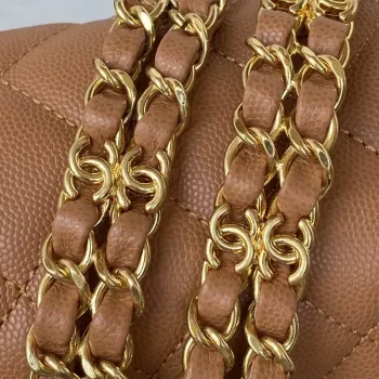 Chanel AS3580 Small Flap Bag Lambskin Lambskin & Gold Tone Metal Brown