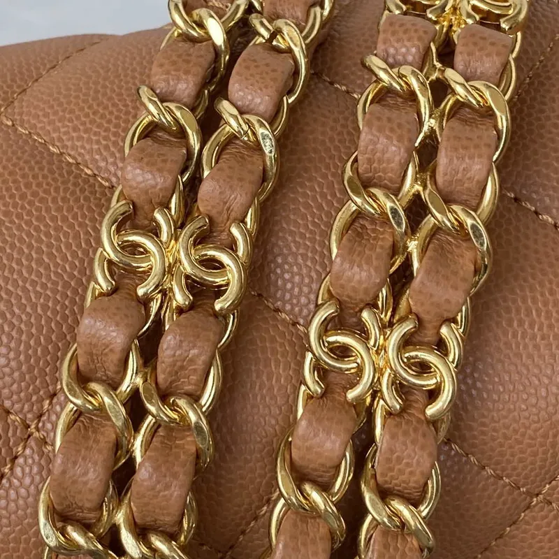 Chanel AS3580 Small Flap Bag Lambskin Lambskin & Gold Tone Metal Brown