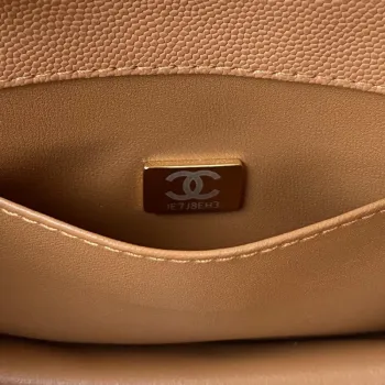 Chanel AS3580 Small Flap Bag Lambskin Lambskin & Gold Tone Metal Brown