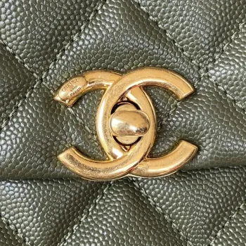Chanel AS3580 Small Flap Bag Lambskin Lambskin & Gold Tone Metal Green