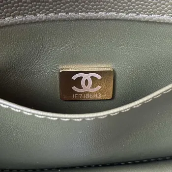 Chanel AS3580 Small Flap Bag Lambskin Lambskin & Gold Tone Metal Green