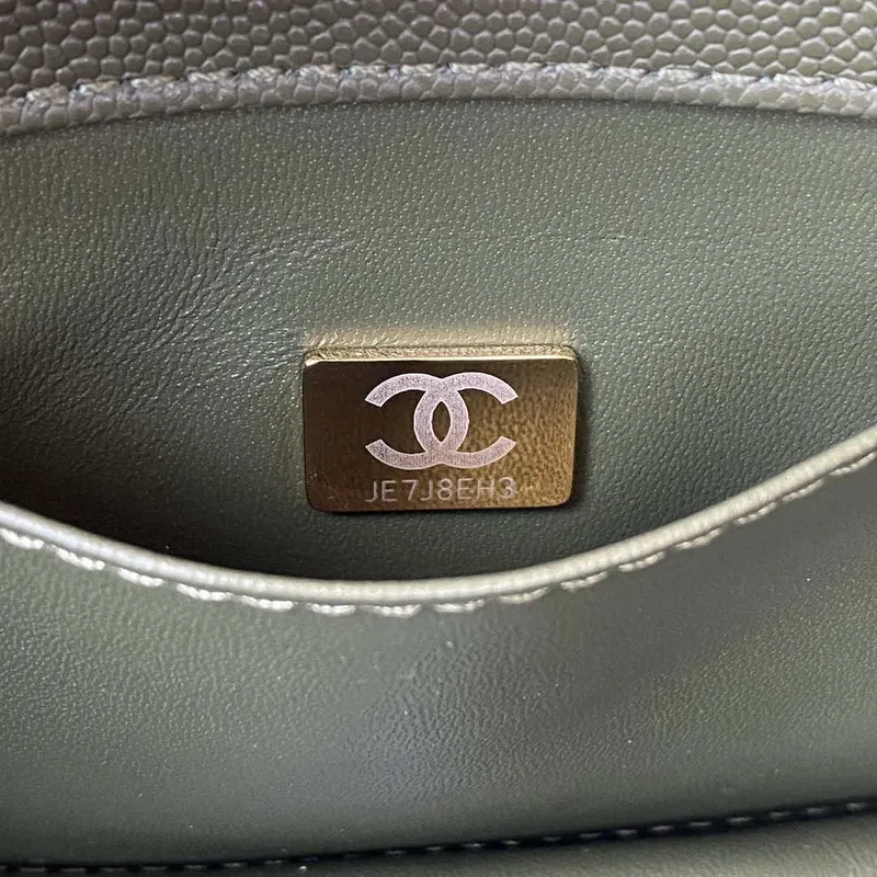 Chanel AS3580 Small Flap Bag Lambskin Lambskin & Gold Tone Metal Green