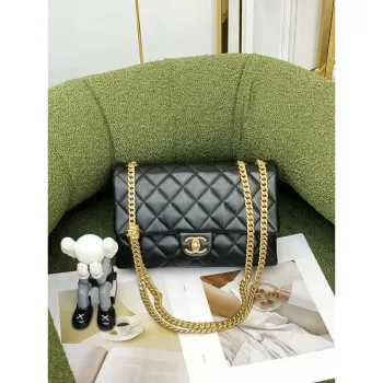 Chanel AS3609 Flap Bag Lambskin Lambskin & Gold Tone Metal Black