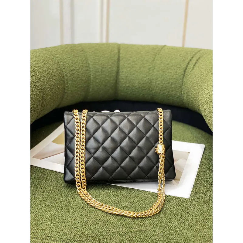 Chanel AS3609 Flap Bag Lambskin Lambskin & Gold Tone Metal Black