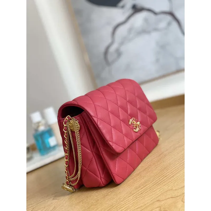 Chanel AS3378 MINI Flap Bag Lambskin Red