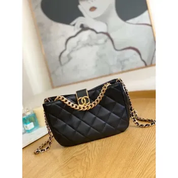 Chanel AS3476 Hobo Handbag Lambskin Black