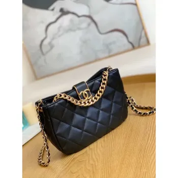 Chanel AS3476 Hobo Handbag Lambskin Black