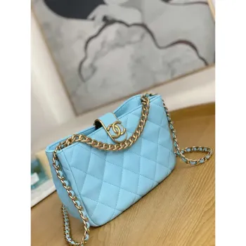 Chanel AS3476 Hobo Handbag Lambskin Blue