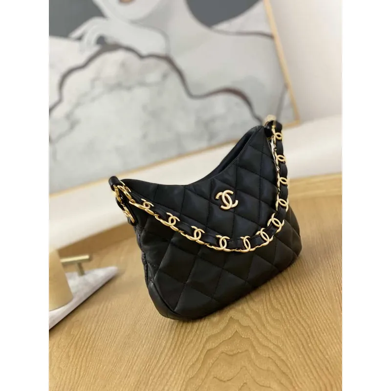 Chanel AS3562 Hobo Handbag Lambskin Black