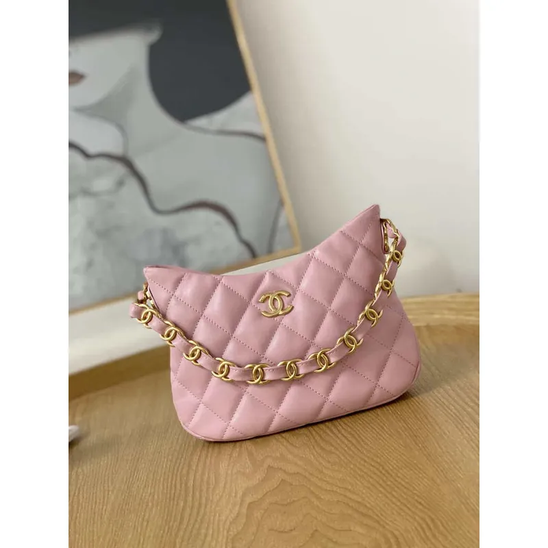 Chanel AS3562 Hobo Handbag Lambskin Pink