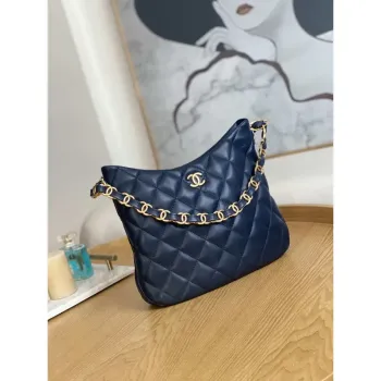Chanel AS3631 2022 new hippie underarm Hobo bag Lambskin Navy blue