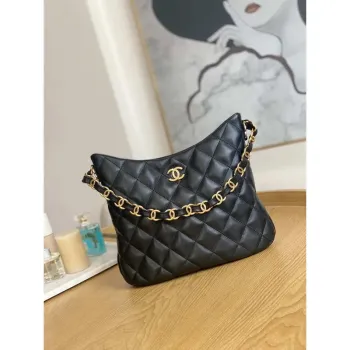 Chanel AS3631 2022 new hippie underarm Hobo bag shoulder bag Black