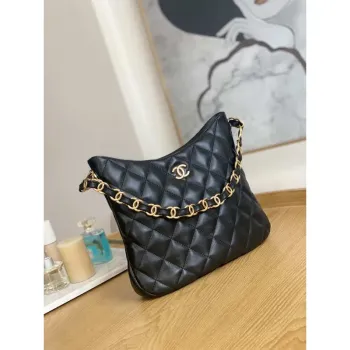 Chanel AS3631 2022 new hippie underarm Hobo bag shoulder bag Black