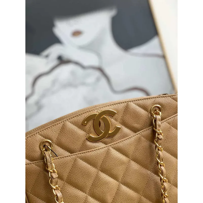 Chanel Vintage A97 Medium Shopping Bag Calfskin Tan