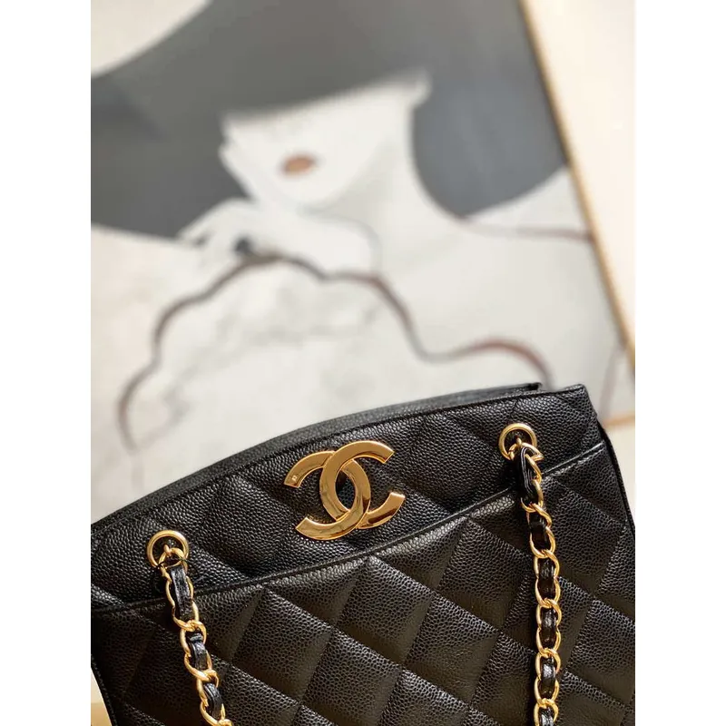 Chanel Vintage A97 Medium Shopping Bag Calfskin Black