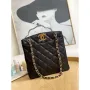 Chanel Vintage A98 Large Shopping Bag Calfskin Black