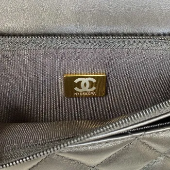 Chanel AP2844 Wallet on chain Lambskin bag with top handle Light gold Black