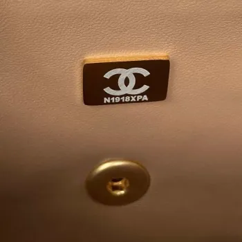 Chanel AS2431 Mini flap Tan Lambskin bag with top handle Gold