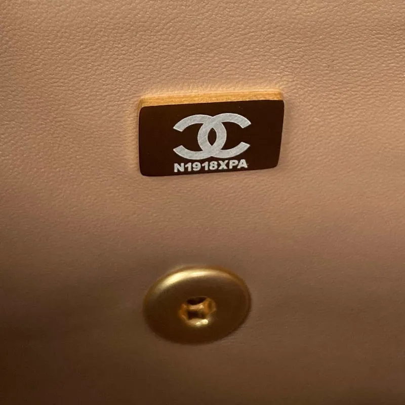 Chanel AS2431 Mini flap Tan Lambskin bag with top handle Gold