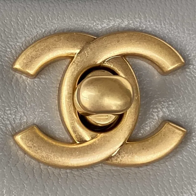 Chanel AS2431 Mini flap Gray Lambskin bag with top handle Gold