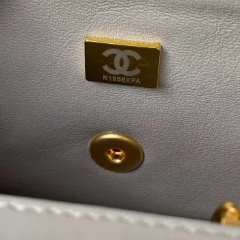 Chanel AS2431 Mini flap Gray Lambskin bag with top handle Gold