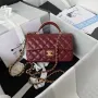Chanel AS2431 Mini flap Wine Red Lambskin bag with top handle Gold