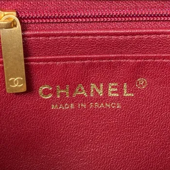 Chanel AS2431 Mini flap Wine Red Lambskin bag with top handle Gold