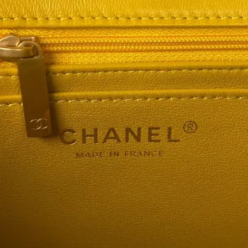Chanel AS2431 Mini flap Yellow Lambskin bag with top handle Gold
